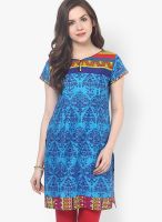 Span Blue Embroidered Kurtis