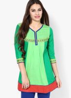 Span Green Printed Kurta