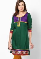 Span Green Printed Kurtis