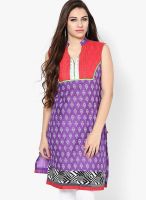 Span Purple Printed Kurta