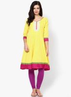 Span Yellow Solid Kurtis