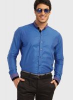 Teemper Blue Slim Fit Casual Shirt