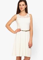 Tokyo Talkies White Colored Embroidered Skater Dress
