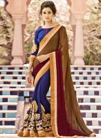 Touch Trends Brown Embroidered Saree