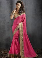 Touch Trends Pink Embellished Saree