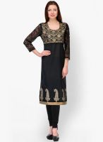 Tulsattva Black Embroidered Kurta