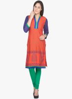 Vani Orange Printed Kurtis