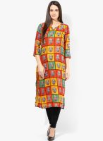 Vedic Red Printed Kurtis