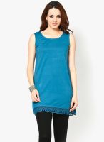 W Blue Solid Kurtis