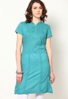 W Blue Solid Kurtis