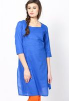 W Blue Solid Kurtis