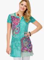 Yepme Aqua Blue Printed Kurtis