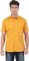 Anytime Men's Checkered Casual Gold Shirt