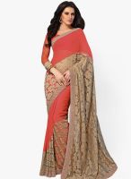 Aum Peach Embroidered Saree