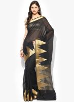 Avishi Banarasi Mercerize Cotton Silk Black Color Saree