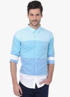 Basics Blue Striped Slim Fit Casual Shirt