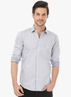 Basics Light Grey Solid Slim Fit Casual Shirt