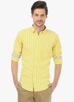 Basics Yellow Striped Slim Fit Casual Shirt