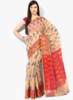 Bunkar Beige Embellished Saree