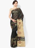 Bunkar Black Printed Super Net Saree