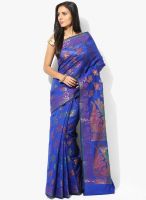 Bunkar Blue Embroidered Silk Blend Saree