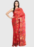 Bunkar Faux Cotton Silk Fancy Banarasi Red Saree