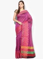 Bunkar Magenta Printed Chanderi Saree