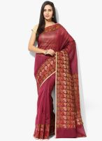 Bunkar Maroon Embellished Saree