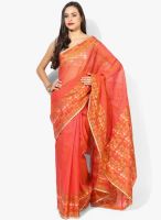 Bunkar Orange Embellished Saree