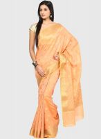Bunkar Peach Printed Silk Blend Saree