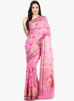 Bunkar Pink Printed Chanderi Saree