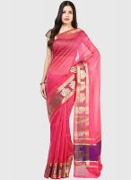 Bunkar Pink Printed Cotton Blend Saree