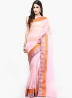 Bunkar Pink Printed Cotton Blend Saree