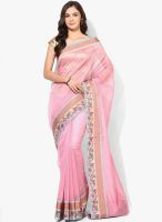 Bunkar Pink Printed Super Net Saree