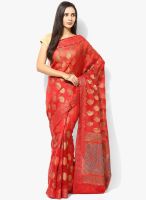 Bunkar Red Embellished Saree