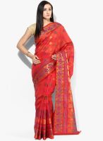 Bunkar Red Embellished Saree