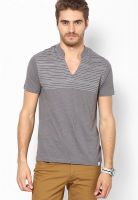 FREECULTR Dark Grey Solid Henley T-Shirts