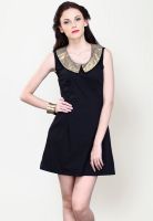 Faballey Sleeve Less Embellished Black Dress