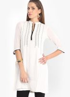 Folklore Off White Solid Kurtis