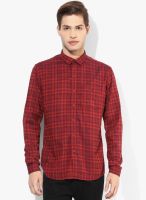 Forca By Lifestyle Red Slim Fit Casual Shirt