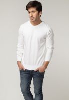 Genesis White Solid V Neck T-Shirts