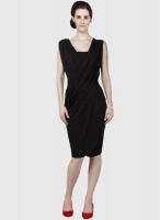 Globus Black Colored Solid Shift Dress Globus Black Colored Solid Shift Dress
