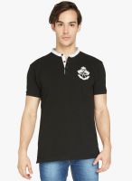 Globus Black Solid Henley T-Shirt