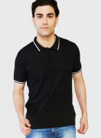 Globus Black Solid Polo T-Shirts