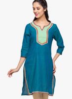 Globus Blue Embroidered Kurti