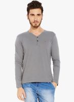 Globus Grey Solid Henley T-Shirt