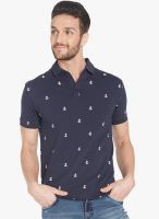 Globus Navy Blue Printed Polo T-Shirt