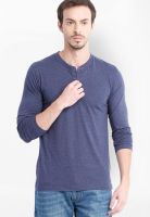 Highlander Navy Blue Solid Henley TShirt