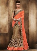 Hypnotex Orange Embroidered Saree