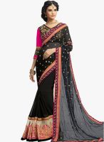 Inddus Black Embroidered Saree